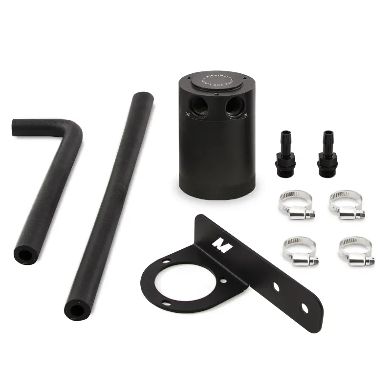 Mishimoto MISMMBCC-CIV-16PBE 2016+ Honda Civic 1.5L Turbo Baffled Oil Catch Can Kit - Black (PCV Side)