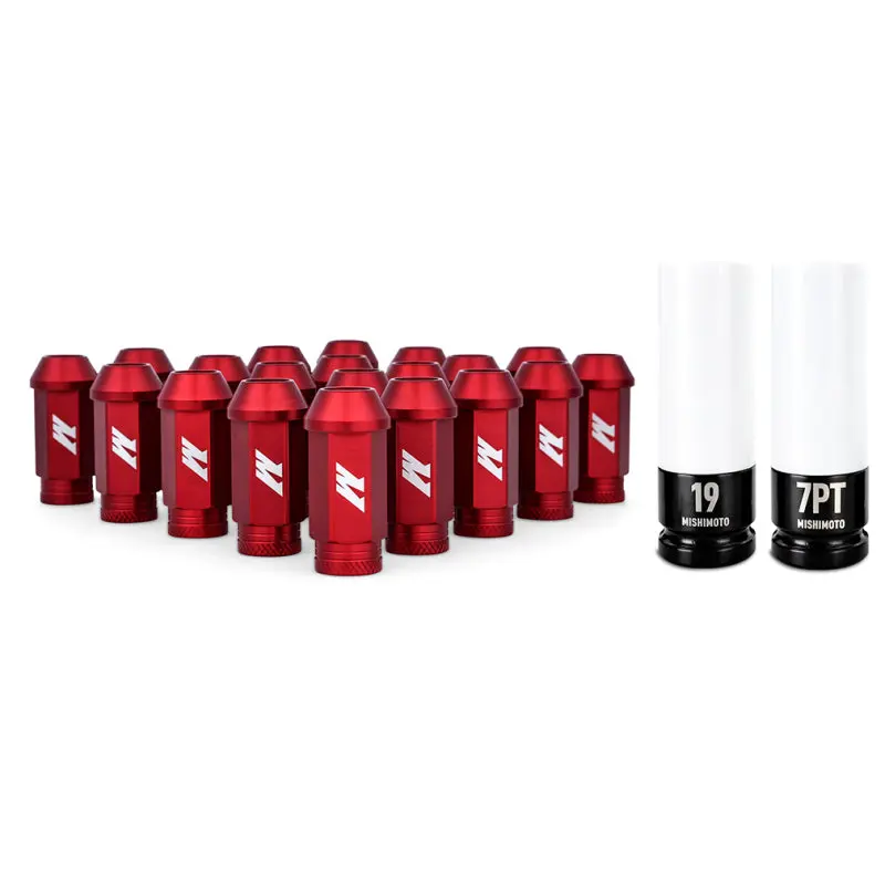 Mishimoto MISMMLG-1220-23LRD Aluminum Locking Lug Nuts 1/2 X 20 23pc Set Red