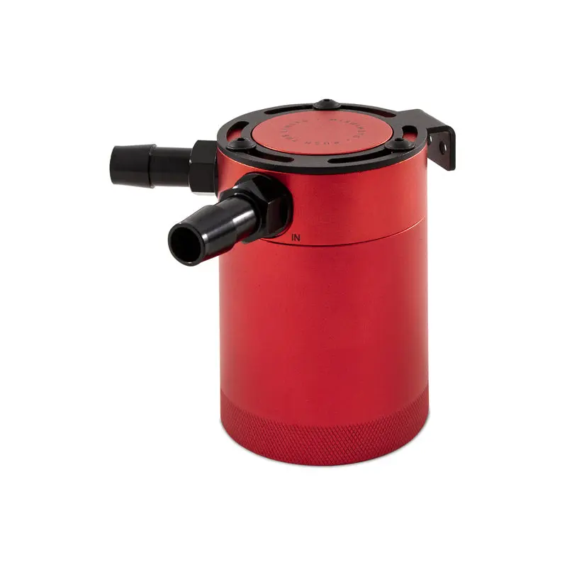 Mishimoto MISMMBCC-CBTWO-RD Compact Baffled Oil Catch Can - 2-Port - Red