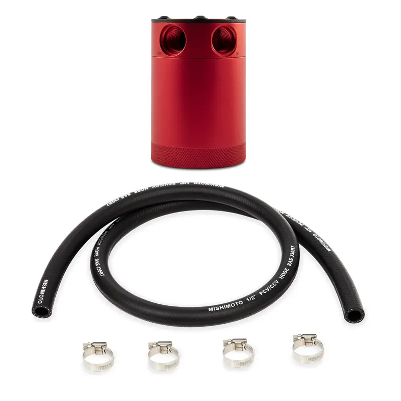 Mishimoto MISMMBCC-CBTWO-RD Compact Baffled Oil Catch Can - 2-Port - Red №4