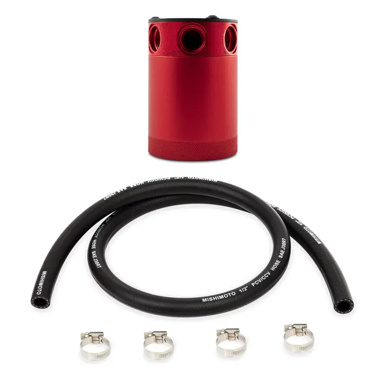 Mishimoto MISMMBCC-CBTHR-RD Compact Baffled Oil Catch Can 3-Port - Red №2