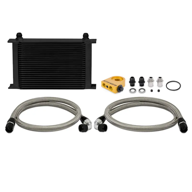 Mishimoto MISMMOC-UHTBK Universal Thermostatic 25 Row Oil Cooler Kit (Black Cooler)