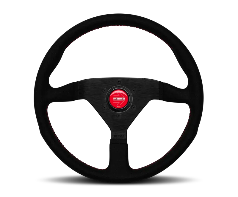 MOMO MOMMCL32AL3B Montecarlo Alcantara Steering Wheel 320 Mm - Black/Red Stitch/Black Spokes №1