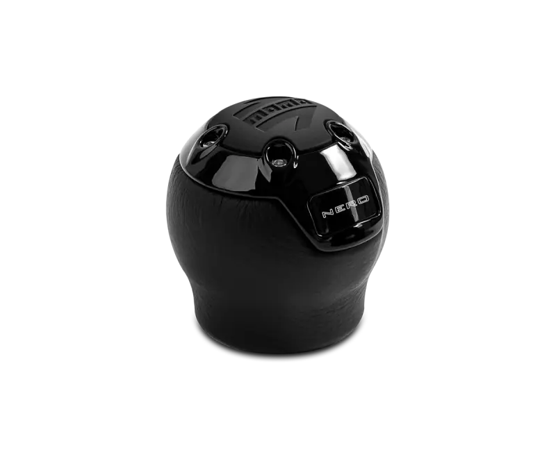 MOMO MOMNERBK1-R Nero Shift Knob - Black Leather, Black Chrome Insert, With Reverse Lockout №1