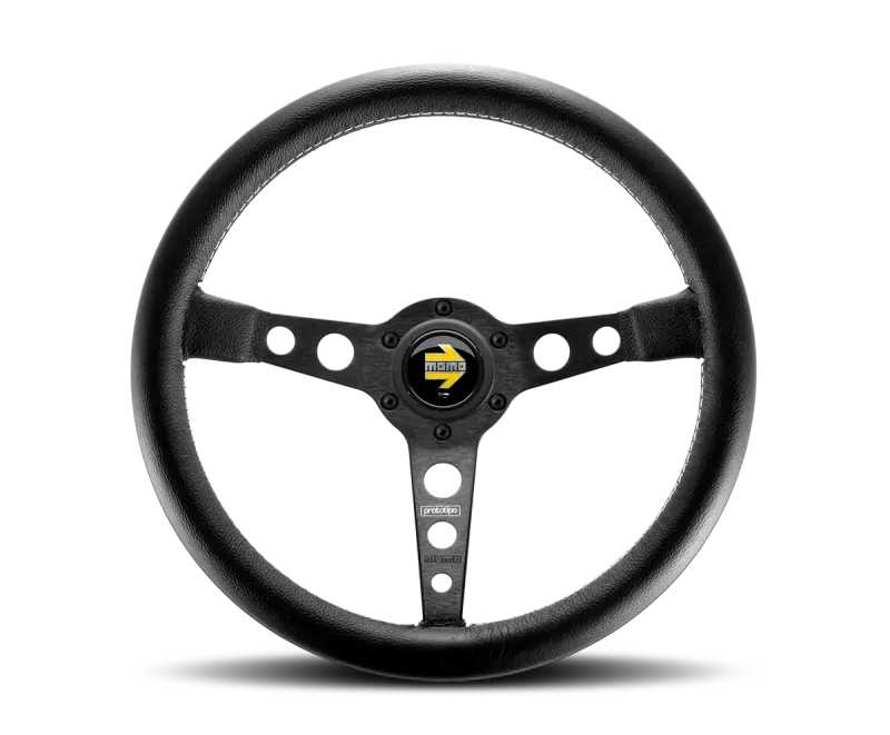 MOMO MOMPRO35BK2B Prototipo Steering Wheel 350 Mm - Black Leather/Wht Stitch/Black Spokes №1