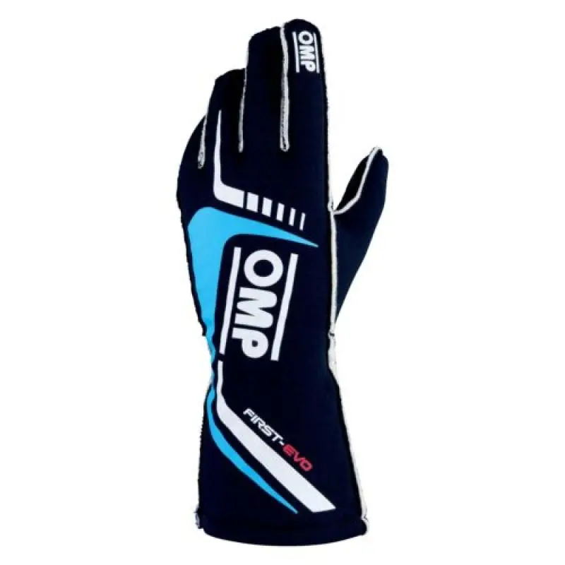 OMP OMPIB0-0767-A01-244-S First Evo Gloves Blu Navy/Ciano - Size S (Fia 8856-2018) №1