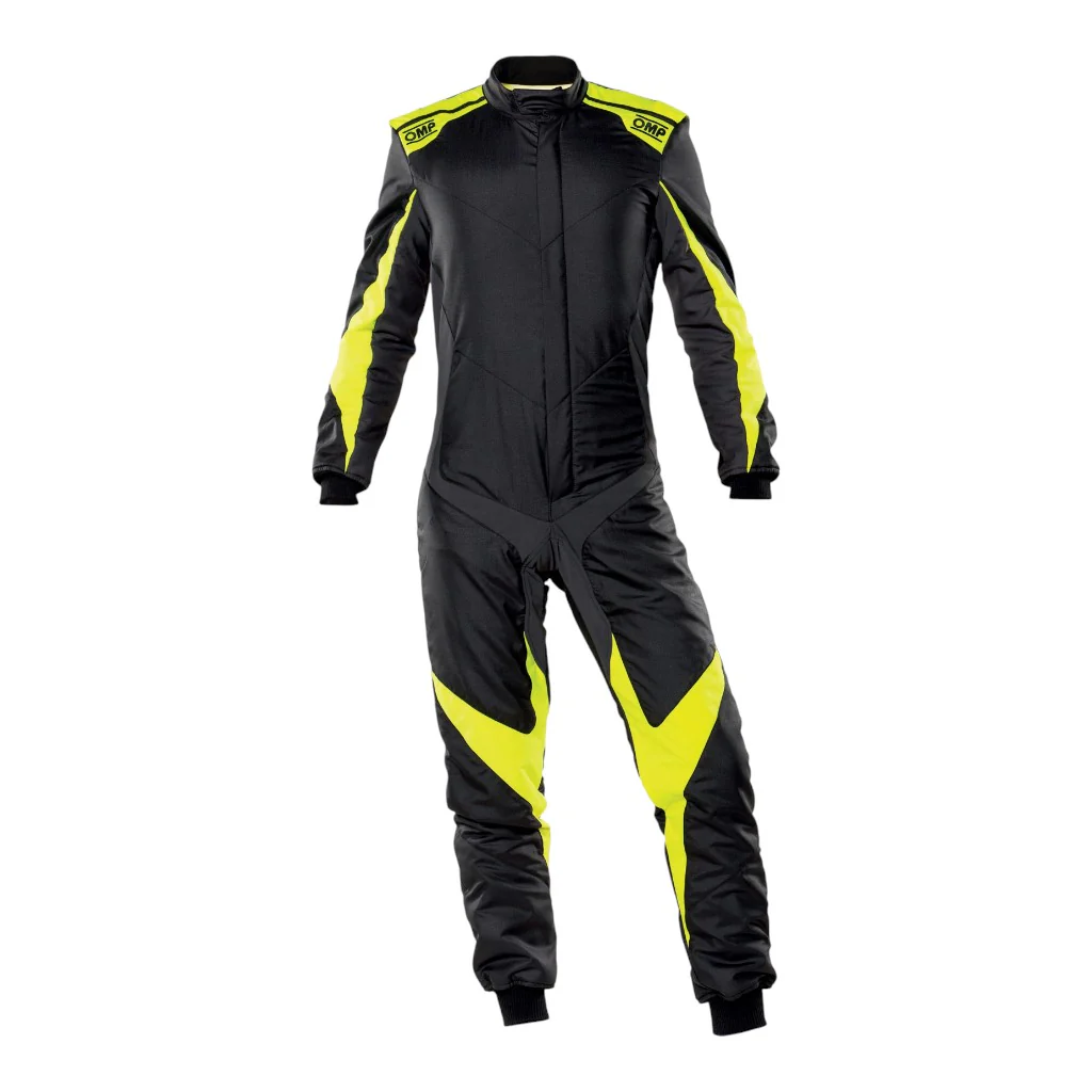 OMP IA0-1861-A01-178-52 Костюм для автоспорта One Evo X, FIA 8856-2018, Черный / Желтый флуо, Размер 52