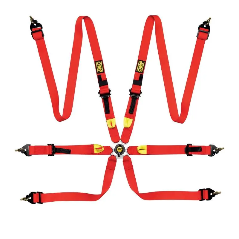 OMP OMPDA0-0208-A01-061 Safety Harness First 2In Red (Fia 8853-2016) Pull Up - Steel Adj №1