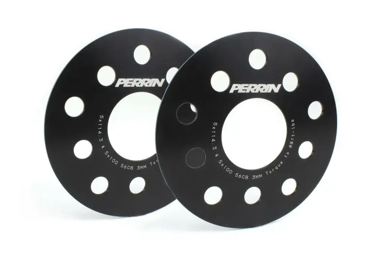 Perrin PERPSP-WHL-103BK Subaru 5x114.3/5x100 3mm Slip-On Wheel Spacers - W/ 56mm Hubs (No Studs)