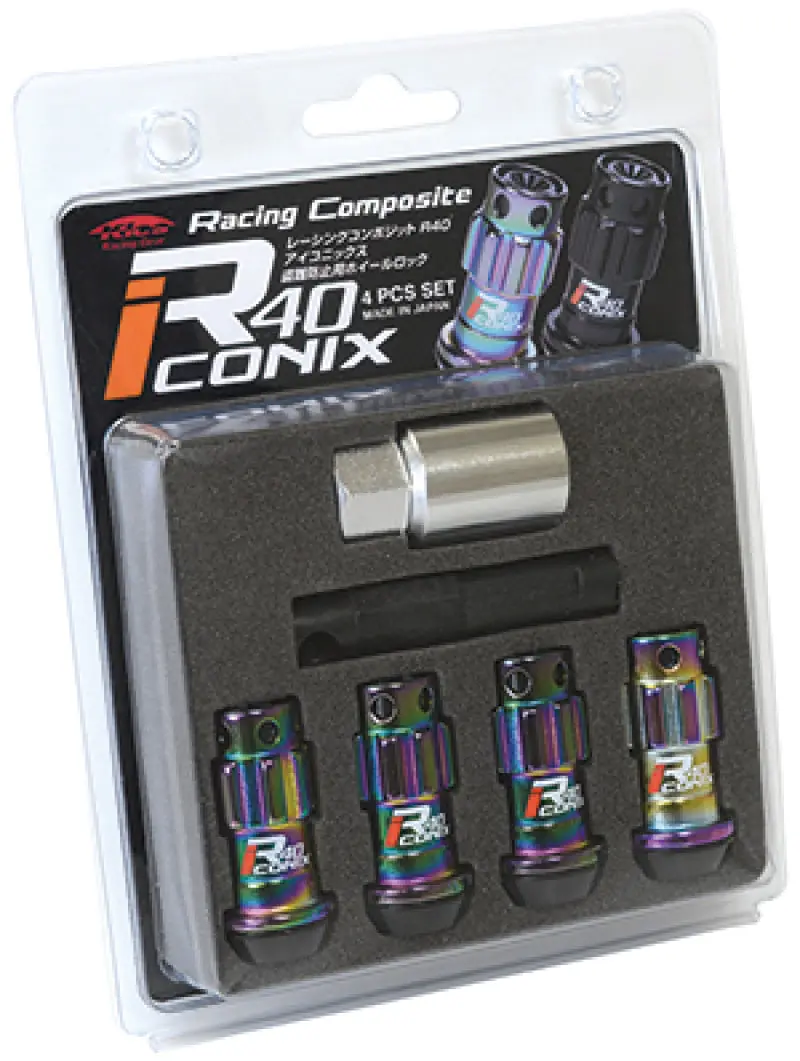 Project Kics PJKWYIF43NK 12X1.25 R40 Iconix Neochrome Lug Nut Lock Set - 4 №1