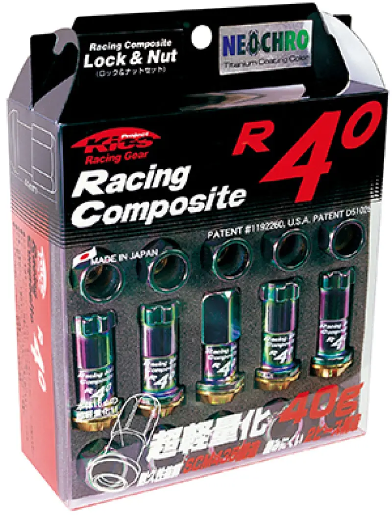 Project Kics PJKKRC13N 12x1.25 R40 Lug Nuts - Neo Chrome (16+4 Locks)