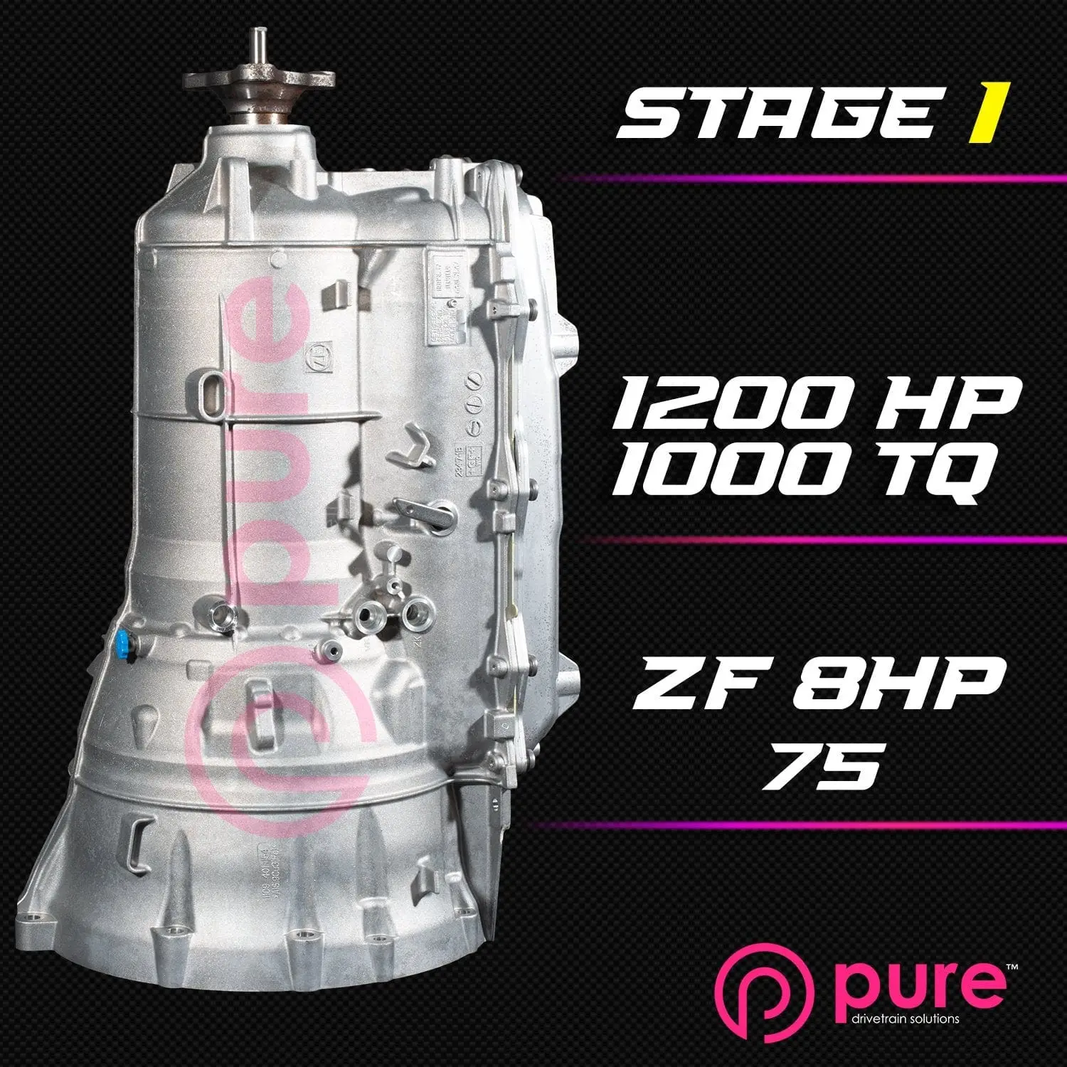 Pure Drivetrain Solutions ZF8HP75 Stage 1 Transmission Rebuild for the G11 / G15 / F9X BMW 750I, M850I, M8 Transmission Rebuild - 3200-3600 RPM Stall Race Converter- Please provide core / No Transfer Case Upgrade