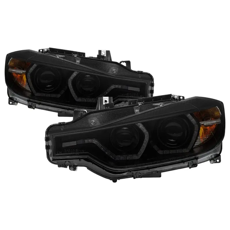 Spyder 12-14 BMW F30 3 Series 4DR Projector Headlights - LED DRL - Blk Smoke PRO-YD-BMWF3012-DRL-BSM №1