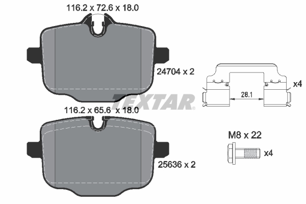 TEXTAR 2470401 Тормозные колодки задние для BMW 5 (G30, F90), 7 (G11, G12), X5 (G05, F95) №2