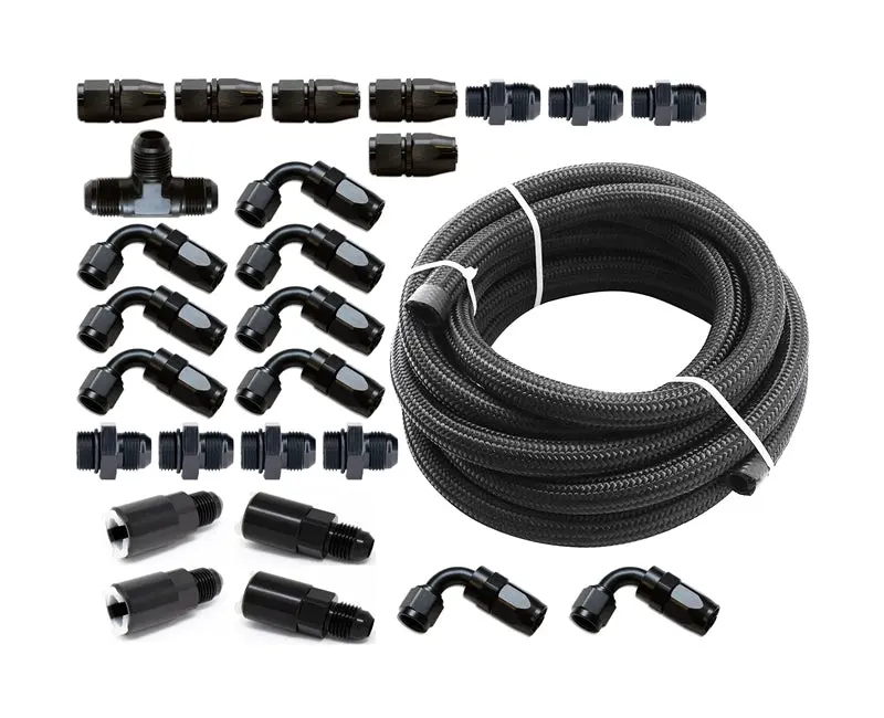 Torque Solution TQSTS-SU-6FLK-AM-FF Braided Fuel Line Kit For -6 Aeromotive FPR & Flex Fuel Kit - 02-14 Subaru WRX