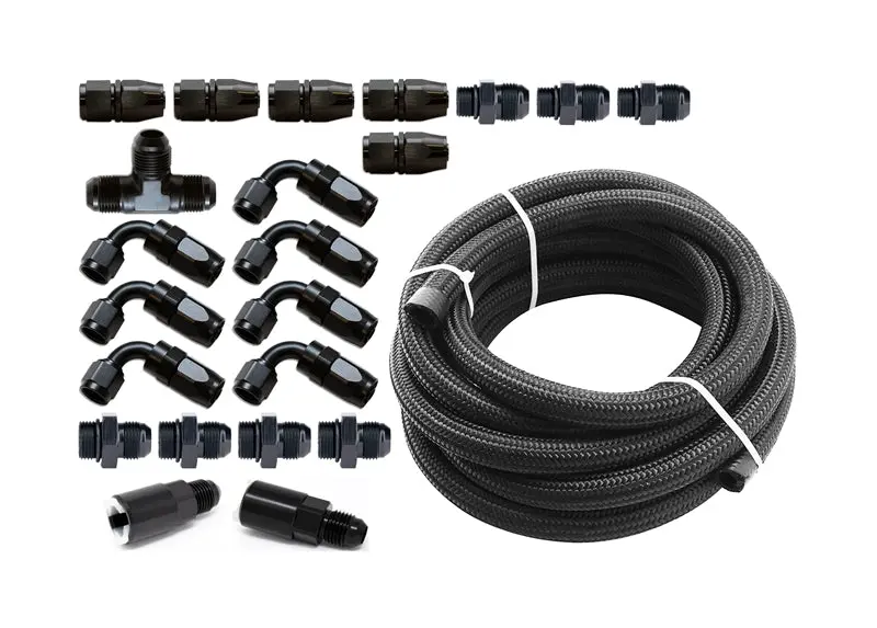 Torque Solution TQSTS-SU-6FLK-AM Braided Fuel Line Kit For -6 Aeromotive FPR: Subaru WRX 02-14 / Subaru STI 07-18