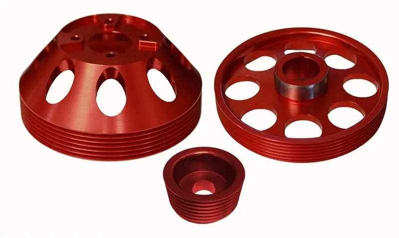 Torque Solution TQSTS-GEN-006R Lightweight WP/Crank/Alt Pulley Combo (Red): Hyundai Genesis Coupe 3.8 2010+