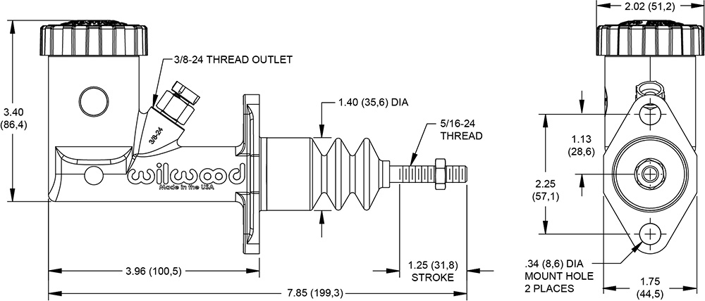 Wilwood 260-15098 Тормозной цилиндр с бачком 0,750"/ход 1,25" №2