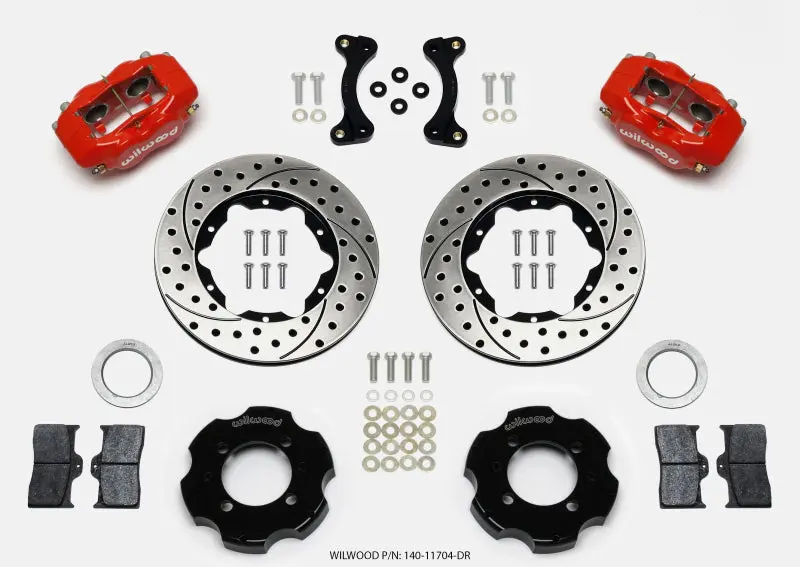 Wilwood WIL140-11704-DR Forged Dynalite Front Hat Kit 11.00in Drilled Red 95-05 Miata №1