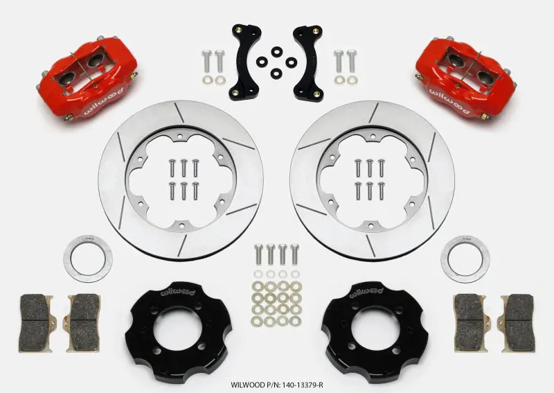 Wilwood WIL140-13379-R Forged Dynalite Front Hat Kit 11.00in GT Rotor Red 95-05 Miata №1