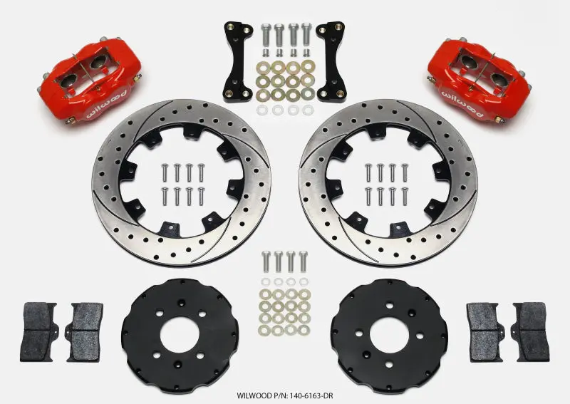 Wilwood WIL140-6163-DR Forged Dynalite Front Hat Kit 12.19in Drilled Red 94-01 Honda/Acura W/262mm Disc №1