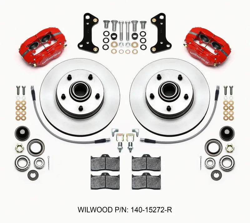 Wilwood WIL140-15272-R Forged Dynalite-M Front Kit 11.00in 1 PC Rotor&Hub Red 67-69 Camaro 64-72 Nova Chevelle