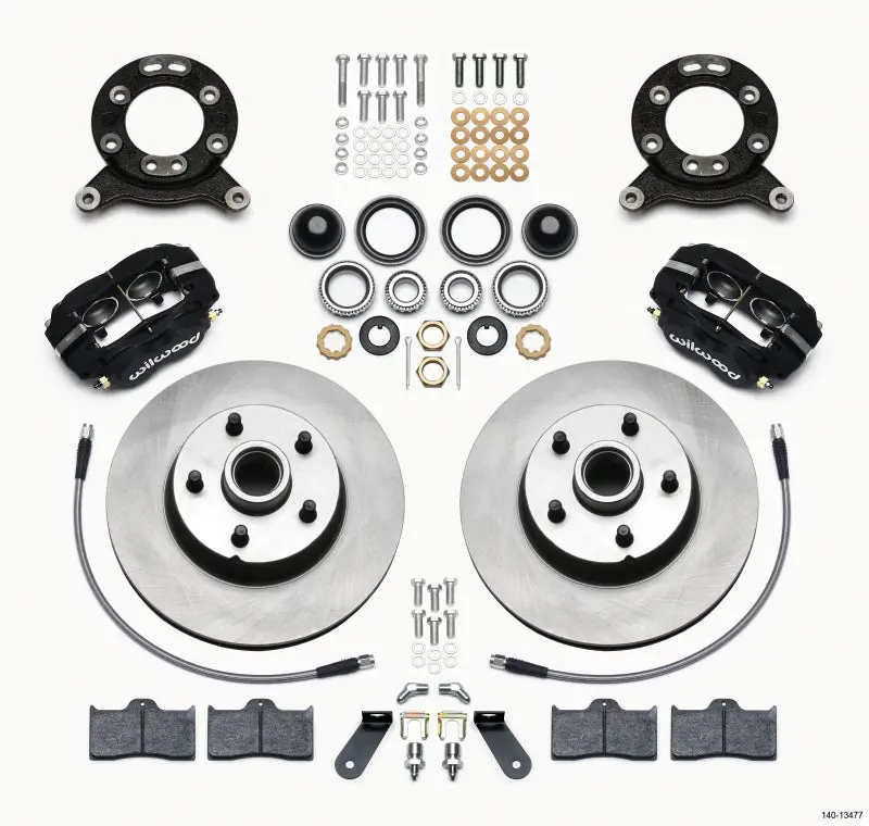 Wilwood WIL140-13477 Forged Dynalite-M Front Kit 11.30in 1 PC Rotor&Hub 1970-1973 Mustang Disc & Drum Spindle №1