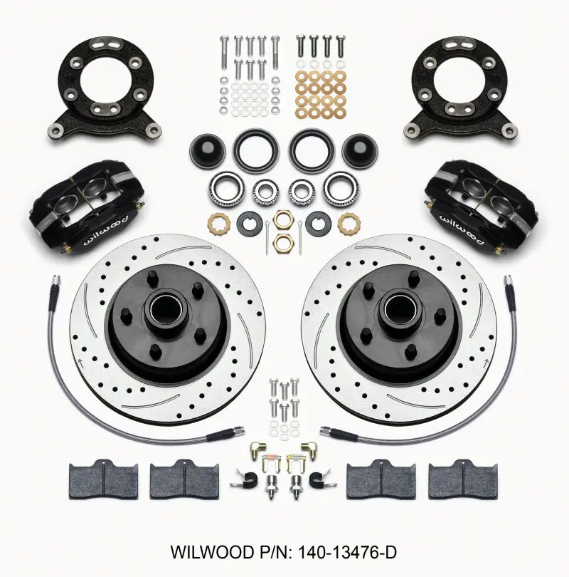 Wilwood WIL140-13476-D Forged Dynalite-M Front Kit 11.30in 1 PC Rotor&Hub-Drill 65-69 Mustang Disc & Drum Spindle №1