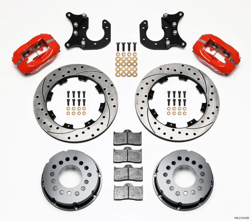 Wilwood WIL140-2118-DR Forged Dynalite P/S Rear Kit Drilled Red New Big Ford 2.50in Offset №1