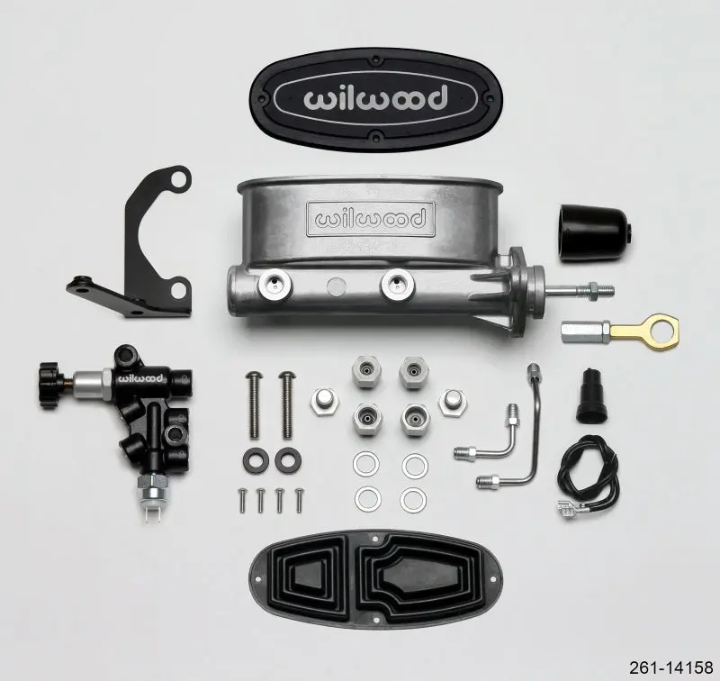 Wilwood WIL261-14158 HV Tandem M/C Kit W L/H Bracket & Prop Valve - 15/16in Bore-W/Pushrod - Early Mustang