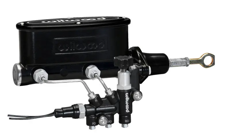 Wilwood WIL261-13272-BK HV Tandem M/C Kit W L/H Bracket & Prop Valve - 7/8in Bore Black-W/Push. - Early Mustang №1