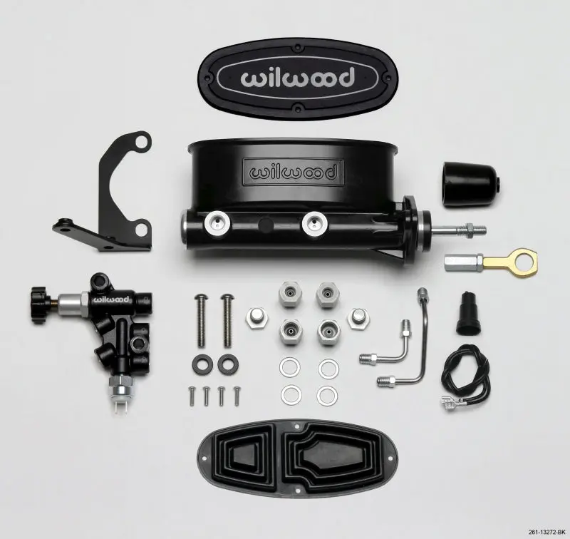 Wilwood WIL261-13272-BK HV Tandem M/C Kit W L/H Bracket & Prop Valve - 7/8in Bore Black-W/Push. - Early Mustang №2