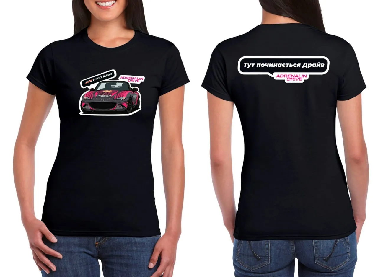Жіноча футболка Adrenalin Drive Fast Funny Bunny Black